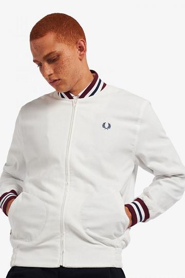 White Fred Perry J2849 Men's Jackets | PH 1203OKIR